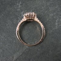 Rose Gold Vermeil Cz Halo Ring Size 8 Estate Sterling Silver