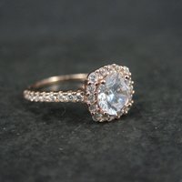 Rose Gold Vermeil Cz Halo Ring Size 8 Estate Sterling Silver