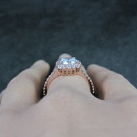 Rose Gold Vermeil Cz Halo Ring Size 8 Estate Sterling Silver