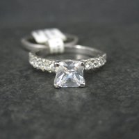 Sterling Cz Bridal Wedding Set Size 10 NOS