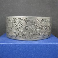 February Flower Birthday Cuff Bracelet Salisbury Pewter 6.5 Inches