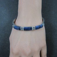 Sodalite Bangle Bracelet Vintage Sterling Mexican Silver