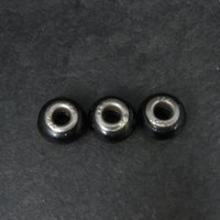 Lot of 3 Blue Green Black Art Glass Bead Charms Sterling Centers