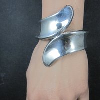 Vintage Mexican Sterling Clamper Bracelet 6 Inches