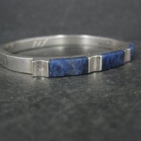 Sodalite Bangle Bracelet Vintage Sterling Mexican Silver