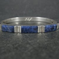 Sodalite Bangle Bracelet Vintage Sterling Mexican Silver