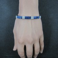 Sodalite Bangle Bracelet Vintage Sterling Mexican Silver
