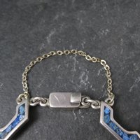 Mexican Silver Chip Inlay Bracelet 6.5 Inches Vintage Sterling Silver