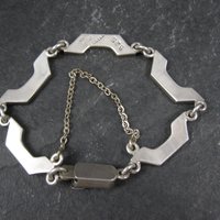 Mexican Silver Chip Inlay Bracelet 6.5 Inches Vintage Sterling Silver