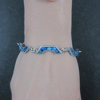 Mexican Silver Chip Inlay Bracelet 6.5 Inches Vintage Sterling Silver