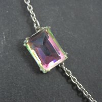 Arora Borealis Statement Necklace Estate Sterling Silver 25 Inches