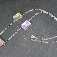 Arora Borealis Statement Necklace Estate Sterling Silver 25 Inches