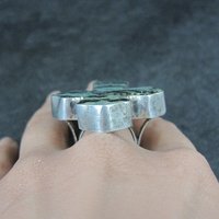 Huge Vintage Pixie Turquoise Cross Ring Size 7.5