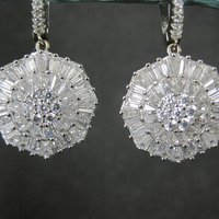 Vintage Sterling Cubic Zirconia Latch Earrings