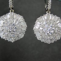 Vintage Sterling Cubic Zirconia Latch Earrings
