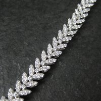 Stunning Estate Sterling Silver Garnet and Cz Necklace