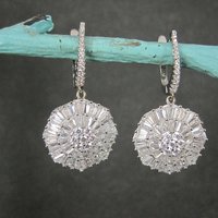 Vintage Sterling Cubic Zirconia Latch Earrings