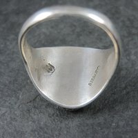 Vintage Southwestern Sterling Carved Turquoise Ring Size 12