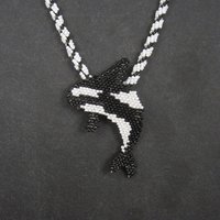 Large Alaskan Native Beaded Orca Necklace
