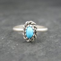 Dainty Southwestern Sterling Turquoise Ring Size 4