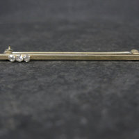 Estate Krementz 14K Faux Diamond Bar Brooch