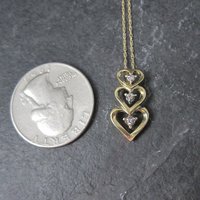 Dainty Vintage 10K Diamond Heart Pendant Necklace