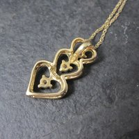Dainty Vintage 10K Diamond Heart Pendant Necklace