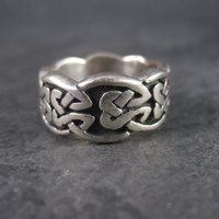 Wide Vintage 90s Sterling Celtic Band Ring Size 5