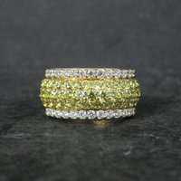 Vermeil Sterling Yellow White Cz Ring Size 8
