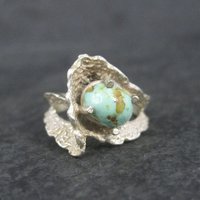 Vintage Sterling Organic Turquoise Ring Size 6