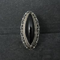 Vintage Mexican Sterling Onyx Ring Size 4.5