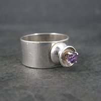 Vintage Sterling High Set Amethyst Ring Size 6.5