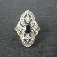 Vintage Vermeil Sterling Sapphire Ring Size 8