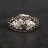 Mens Black Hills Silver Leaf Ring 90s New Old Stock Multiple Sizes Available