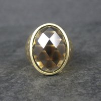 Vintage Vermeil Sterling Smoky Topaz Ring Size 8