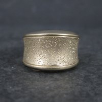 Wide Vintage 18K Vermeil Sterling Textured Ring Charles Garnier Size 7