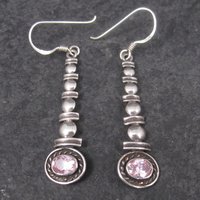 Long Sterling Pink Topaz Earrings
