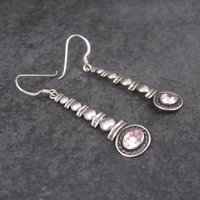 Long Sterling Pink Topaz Earrings