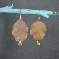 Vintage Copper Leaf Earrings Gold Filled