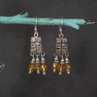 Vintage Tribal Mayan Crystal Earrings
