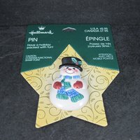 Hallmark Snowman Brooch Porcelain NOS