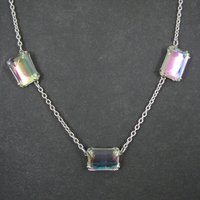 Arora Borealis Statement Necklace Estate Sterling Silver 25 Inches