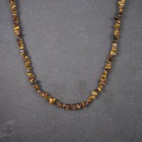 Vintage Sterling Opera Length Tigers Eye Bead Necklace 40 Inches