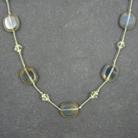 Estate Sterling Yellow Crystal Art Glass Necklace 18"