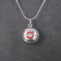Vintage Sterling 80s Cleveland Basketball Pendant Necklace
