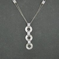 Estate Sterling Circle Cz Necklace 16-20 Inches