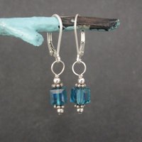 Sterling Caribbean Blue Crystal Earrings