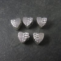 Destash Lot of 5 Silver Heart Bead Pendants