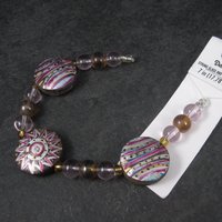 Darice Wood Glass Pink Lavender Starburst Bead Strand