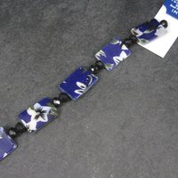 Floral Purple Painted Shell Bead Strand 15x18mm